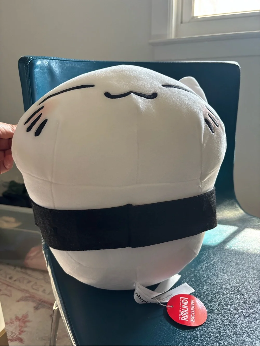 Plush White Cat Toy with Pink Ears for Cats